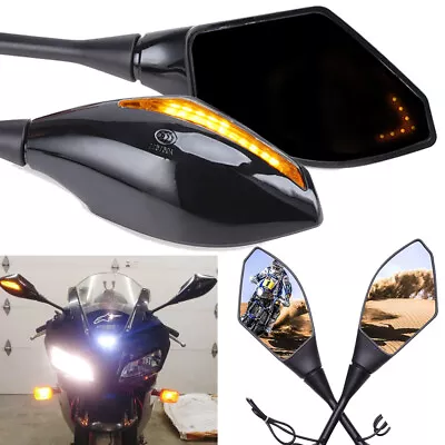 Motorcycle LED Turn Signal Rearview Mirrors For Suzuki GSXR600 GSXR750 GSXR1000 • $26.84