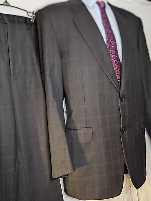 CANALI 2 Piece Men's Suit 52 ITALY 42 US Charcoal Grey Plaid Perfect 32x30 • $135