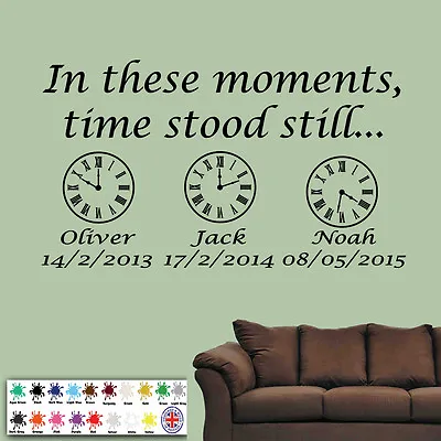 £15.99 • Buy Family Wall Art Sticker Personalised In These Moments Time Stood Still & Clocks