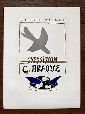 1959 Georges Braque Poster  Galerie Maeght Paris  Original Lithograph Mourlot • $79