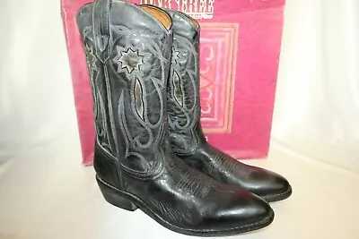 NEW! NIB OAK TREE FARMS Black Teak Rustic Leather MIRASOL Western Boots Sz 7.5 8 • $79.96