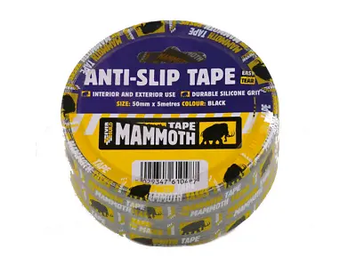 Everbuild Black Weatherproof Silicone Grit Anti Slip Mammoth Floor Tape 50mm 10M • £5.40