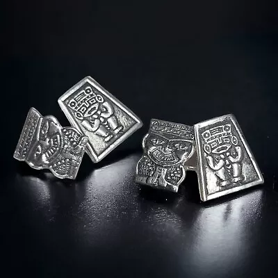 Mayan Silver Cufflinks 900 Chain Link Style Double Sided Gift Mens Aztec Mexico  • $35.29