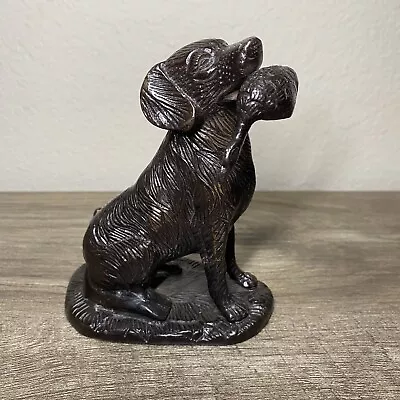 Vintage Cast BRONZE Hunting DOG Sculpture With DUCK Geese Retriever BIRD DOG • $32.99