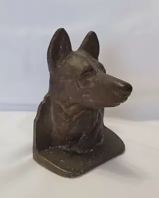 Single Vintage German Shepherd Head Cast Iron Book End Dog Figure • $17