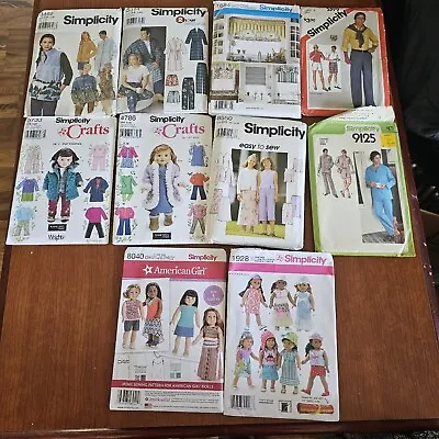 LOT Of 10 Vintage Simplicity Sewing Patterns USED CUT AMERICAN GIRL • $0.99
