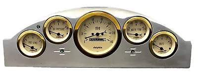 1957 Ford Car 5 Gauge Dash Panel Insert Cluster Set Billet Aluminum Gold Bezel • $285