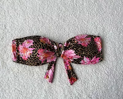 Victoria's Secret Floral Leopard Strapless Bandeau Swimsuit Bikini Top XL • $15