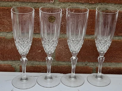 £15.99 • Buy Crystal Cut Glasses, 4 Cristal De France, Tall Champagne Flutes/ Posh Glasses