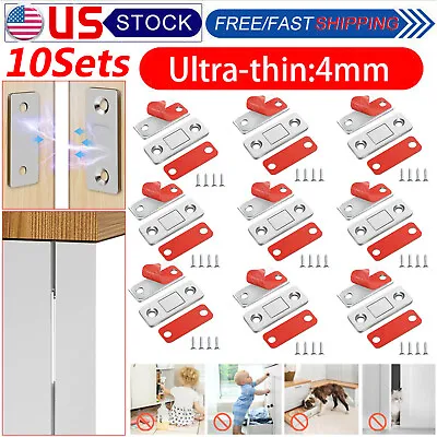 10 Sets Ultra-thin Invisible Punch-Free Magnetic Door Cabinet Closer Stoppers US • $8.58