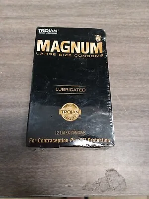 Trojan Magnum Large Size Lubricated Latex Condoms 12 Count Sealed Box NIB   • $8.90