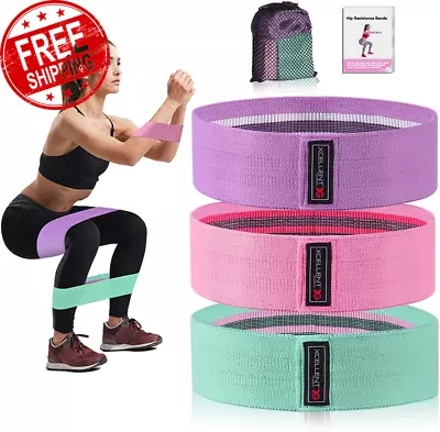 Strength Booty Fabric Bands Xcellent Global 3 Pcs Non-Slip Fabric Resistance Ba • $31.46