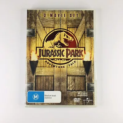 Jurassic Park Adventure Pack Trilogy 1 2 3 (Box Set 3 Disc DVD) VGC Free Post • $12.50