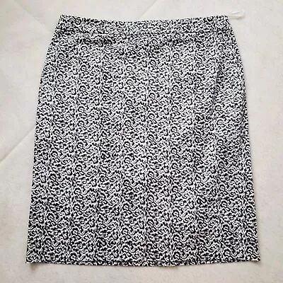 J. CREW Women's The Pencil Skirt Black And White Print Size 8 Cotton Spandex • $7