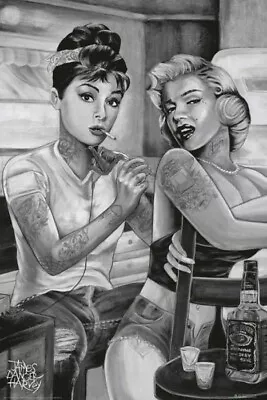 Audrey Hepburn-Tattoo MARILYN MONROE And  24 X 36 Poster Black And White • $9.99