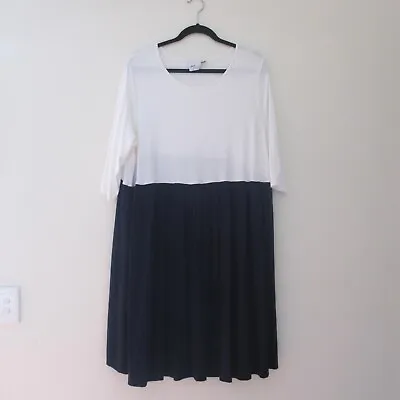 $33.58 • Buy ASOS Curve Womens Dress Size 22 White Navy T-shirt Sack Shift Midi Dress Stretch