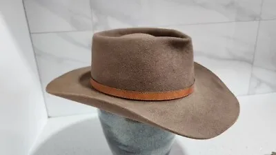 Genuine Mens Vintage Akubra Brown Tanned Down Under  Fur Felt Hat Sz 55 Cm • $99.99