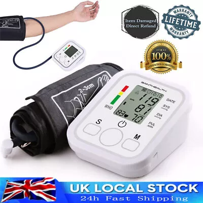 Smart Automatic Blood Pressure Monitor Upper Arm Digital BP Machine Large Cuff • £9.98