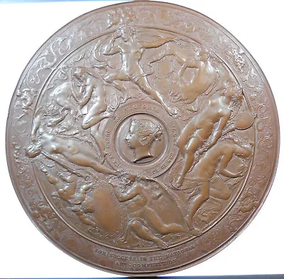 1864 Gt Britain Queen Victoria NATIONAL ART COMPETITION By Vechte Bronze 142mm • $500