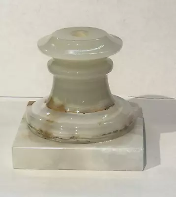 NEW OLD STOCK: 4 Sq X 3-3/4 H LIGHT GREEN  Onyx Marble Lamp Base-Step Lamp Part • $28