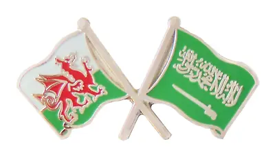 £6.25 • Buy Saudi Arabia Flag & Wales Flag Friendship Courtesy Pin Badge