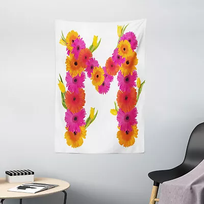 Letter M Tapestry Gerbera Flowers Tulips Print Wall Hanging Decor • $29.99