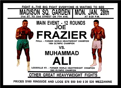 -A3 Size- Muhammad Ali Vs Joe Frazier Boxing Wall Poster Print Art - #02  • £4.41