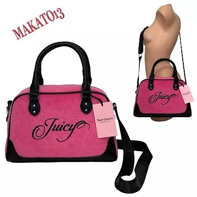 Juicy Couture Raising Star Bowler Bag Shoulder Handbag Hot Pink Velour • $119.83