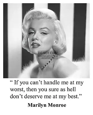 Marylin Monroe  Can't Handle Me At My Worst  Celebrity Quote 8x10 Photo • $8.49