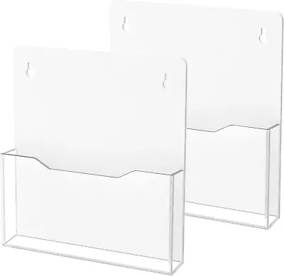 Magnetic File Holder 2 Pack Mail Magazines Organizer Wall Mount Acrylic Hangin • $40.97