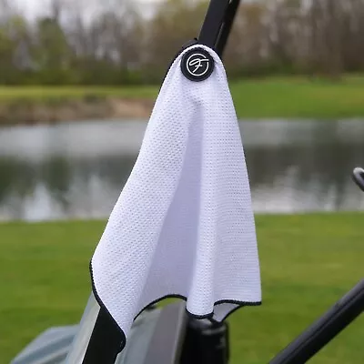 Magnetic Golf Towel Microfiber Waffle Towel Super Absorbent Lightweight White • $24.99