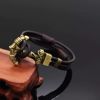 Mens Womens Multilayer Genuine Leather Wrap Rope Cuff Anchor Bracelet Wristband  • $9.99