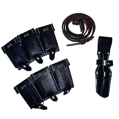 WWII German K98 Leather Ammo Pouch Bayonet Frog And Sling - Reproduction Z794 • $115.57