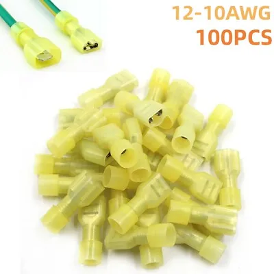 100PCS Nylon Female Male Insulated Spade Crimp Terminal Wire Connectors 12-10AWG • $9.99