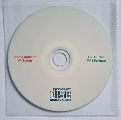 Abdul Rahman Al Sudais Full Quran Recitation Mp3 Audio CD (no Translation) • £2.95