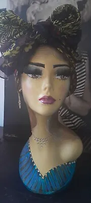   Hand Painted Vintage Lady Mannequine Display Head ARTWORK Refurbished.  • £52.99