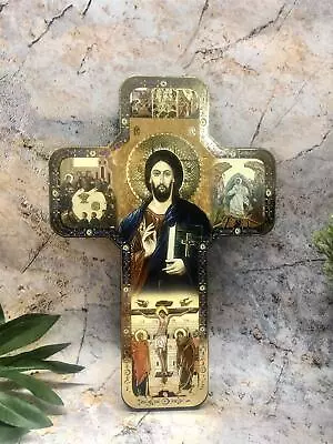 Wooden Wall Cross Teaching Jesus Christ Religious Catholic Ornament • £17.95