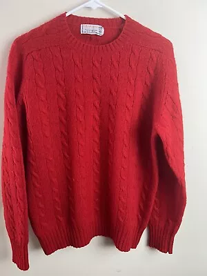 Mens Vintage Braemar International Scottish Shetland Wool Cable Knit Sweater M • $54.99