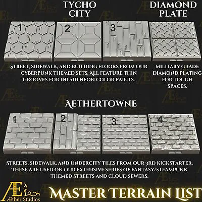 $14 • Buy Aethertowne, Diamond & Tycho Tiles-Aether Studios-2x2-3D Printed Dragonlock