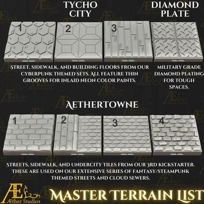 $14 • Buy Aethertowne, Diamond & Tycho Tiles-Aether Studios-2x2-3D Printed Dragonlock