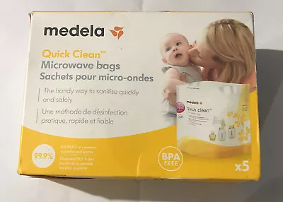 Medela Quick Clean Microwave Bags Sterliser Quickly & Safely (Baby Bottles) 5pk • £12