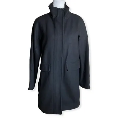 Vince Camuto Black Mid-Thigh Wool Coat Car Coat Pockets Stand-up Collar Sz S • $53.99