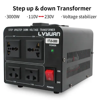 3000W Voltage Converter Transformer Heavy Duty 220V-110V 110V-220V Step Up/Down • $69.99