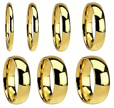 18K Gold Plated Stainless Steel Comfort Fit Ring Wedding Band Size 4 To 15 HS24  • $10.64