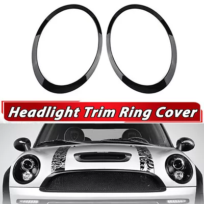 Pair Gloss Black Headlight Trim Rings Fit For MINI Cooper R55 Clubman 2008-2015 • $32.29