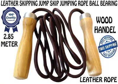 NEW LEATHER SKIPPING JUMP SKIP JUMPING ROPE BALL BEARING 2.85 Meter Long • $17.90