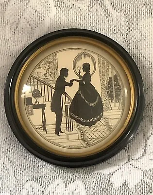 C & A Richards Silhouette Print Convex Bubble Glass “Till We Meet Again” Boston • $14