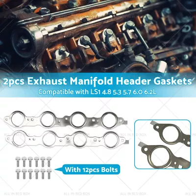 1 Pair Exhaust Manifold Header Gasket Suitable For LS LS1 4.8 5.3 5.7 6.0 6.2L • $19.80