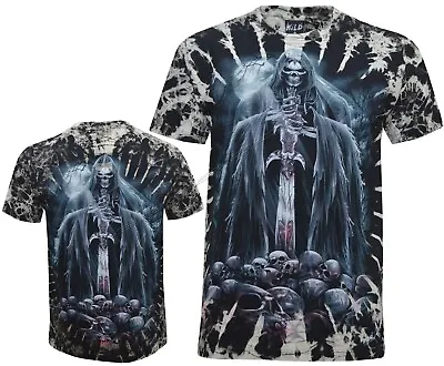 £13.95 • Buy Grim Reaper Sword In Skulls Moon Glow In The Dark Tie Dye T-Shirt M-4XL By Wild