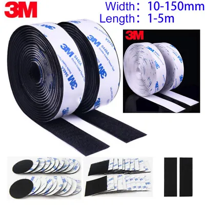 3M Hook And Loop Heavy Duty Stick On Self Adhesive Tape  W=10-150mm L=1m-100m • £3.59